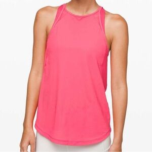LULULEMON Run Off-Route Route Pink Mesh Tank High-Neck Size 6
